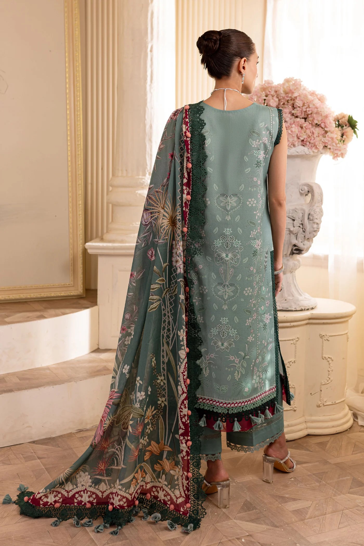 Embroidered lawn with lawn dupatta-8