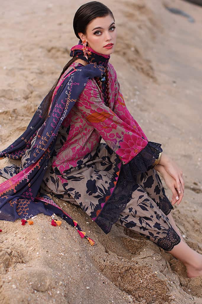 Cotton printed suit with chiffon dupatta -2009