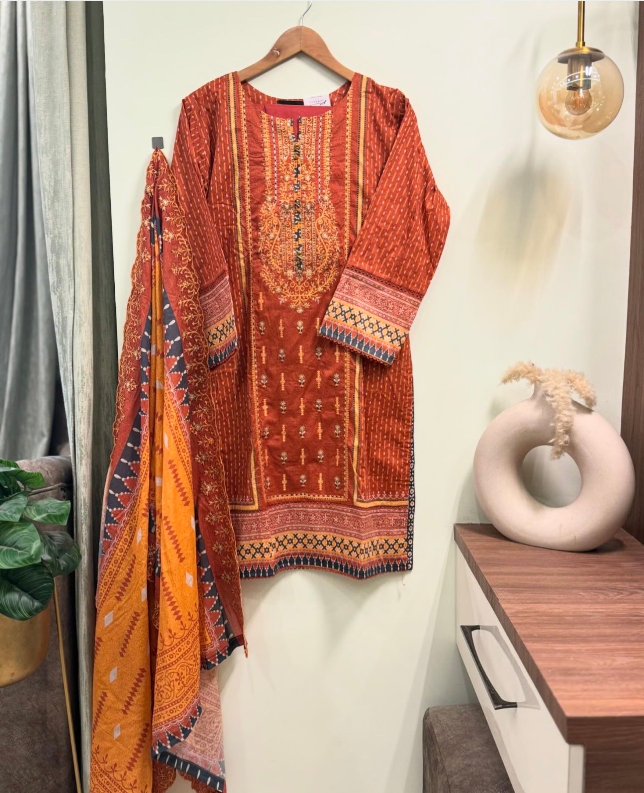 Embroidered pure lawn suit