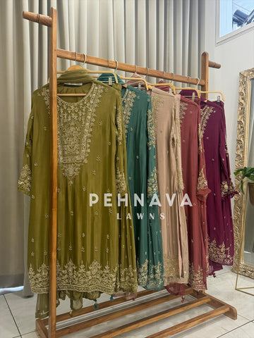 Heavily Handworked Sharara with Pure Chiffon Dupata