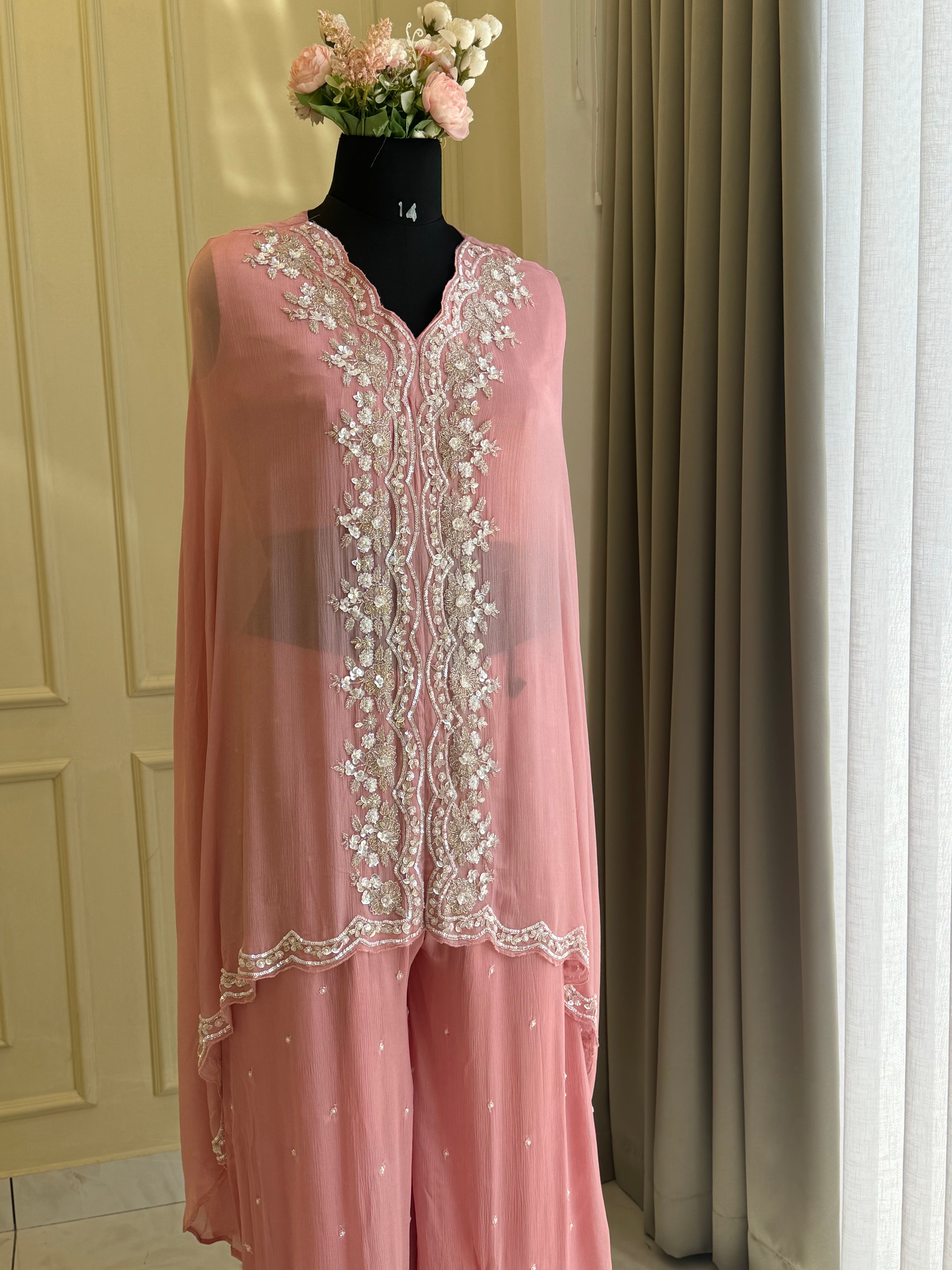 Chinnon handworked indonwestern kaftan-pink