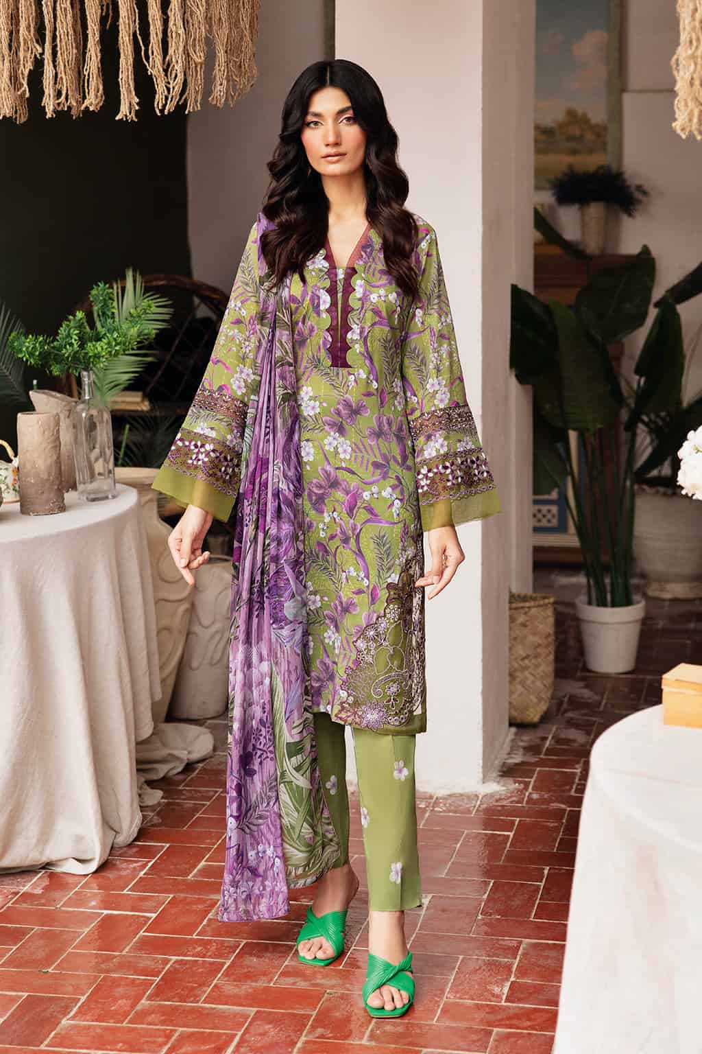 comfy cotton co-od suit with chiffon dupatta-3472