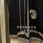 Designer roman silk real mirror work pakistani suit