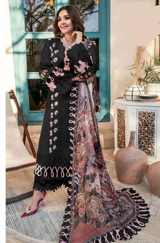 Black rayon embrodered suit -2152