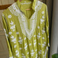 Authentic chikankaari embroidered suit-yellowish green