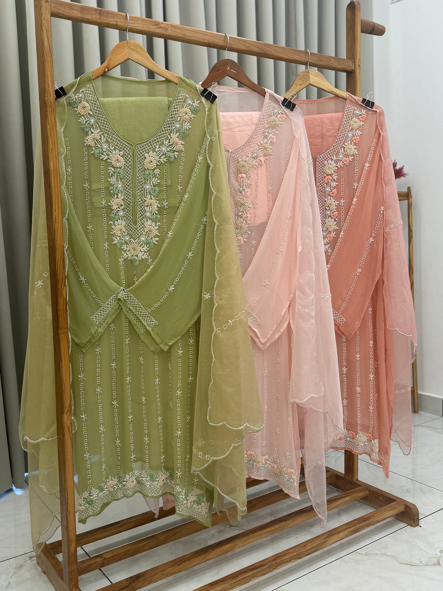 Premium chiffon handwork semi-stitched suit-2245