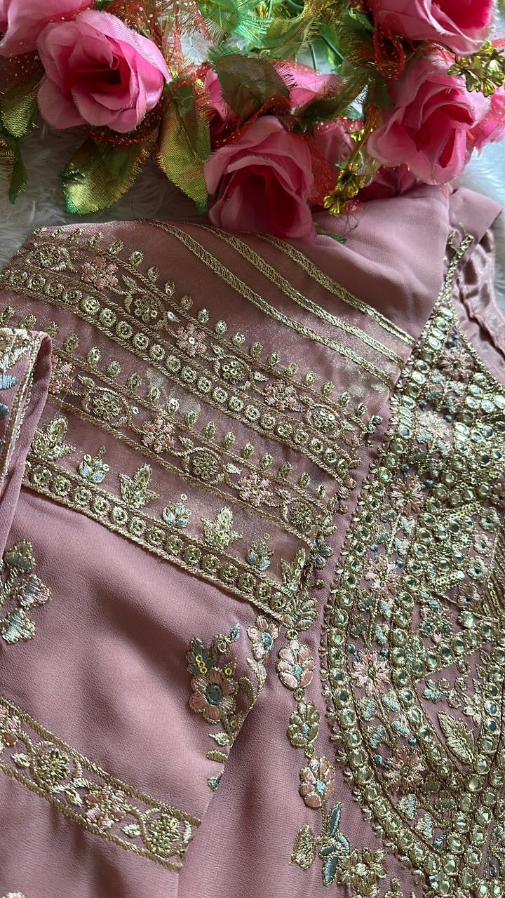 Pure georgette embroidered party wear-color options available-13077