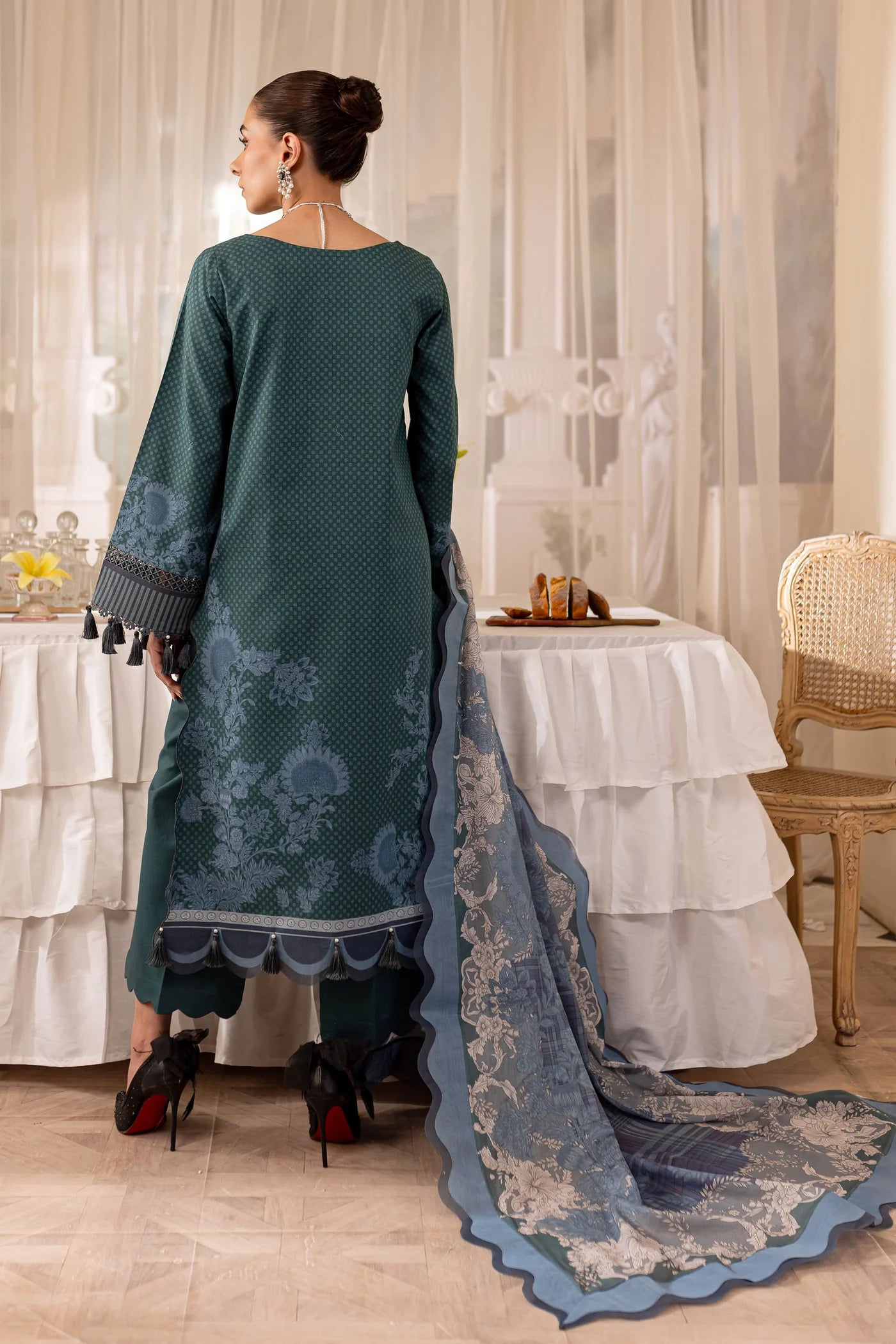 Embroidered lawn with lawn dupatta-7