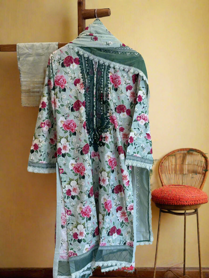 Khaadi Regal Charm Embroidered Lawn Suit – 3-Piece Special Edition