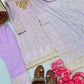 Lavender Embroidered georgette suit with mirror embroidery and moti latkan