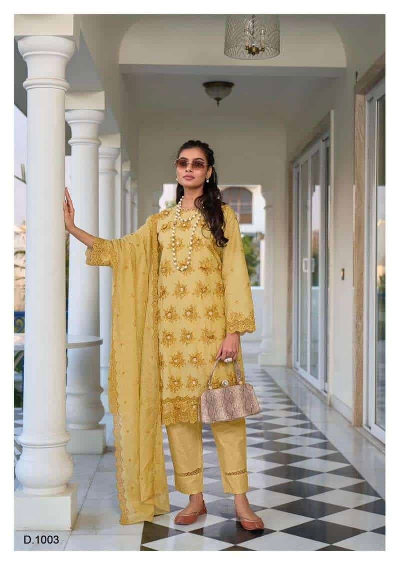 Embroidered suit with embroidered chiffon dupatta-1001