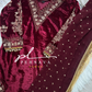 Embroidered velvette suit -maroon,green