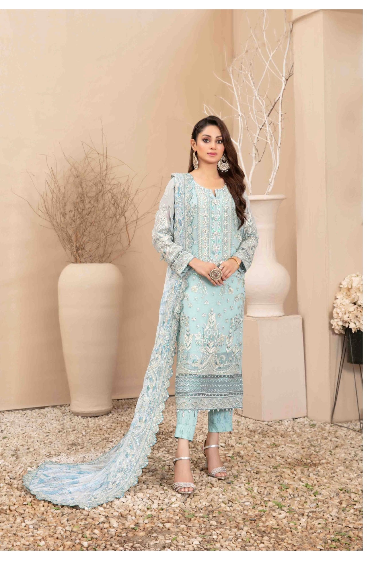 Pure chiffon embroidered semi stitch-06