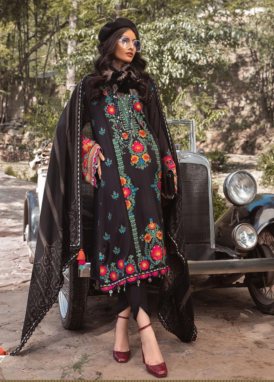 Self embroidered suit with chiffon dupatta -532