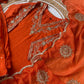 Rust orange silk suit with sharara and embroidered dupatta-4194