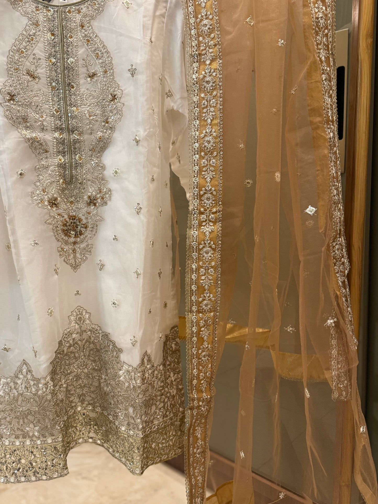 organza embroidered suit with sharara-1179