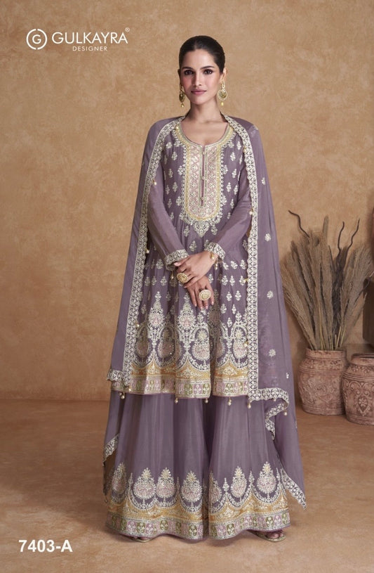 Georgette embroidered party wear 7403-color options available