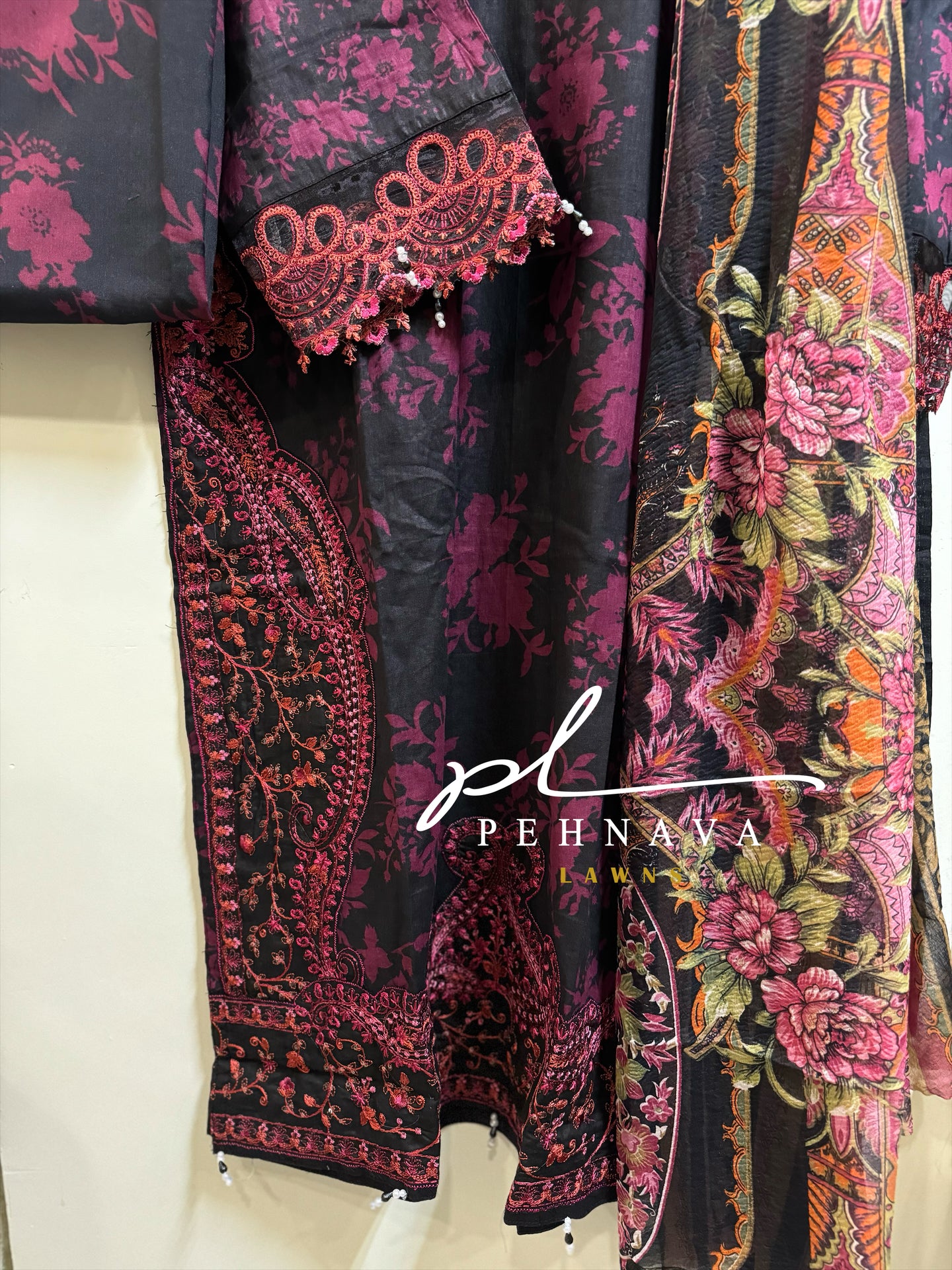 Ready suit with chiffon dupatta-3267