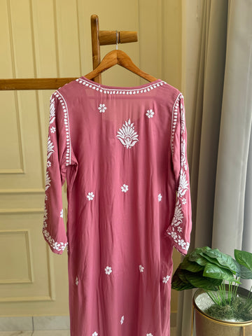 Authentic chikankaari embroidered suit-english rose