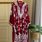 Authentic chikankaari embroidered suit-deep red