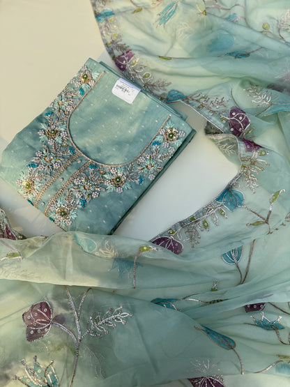 Premium tissue with organza dupatta