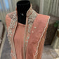 Premium Chiffon handworee jacket style with scalloped organza dupatta