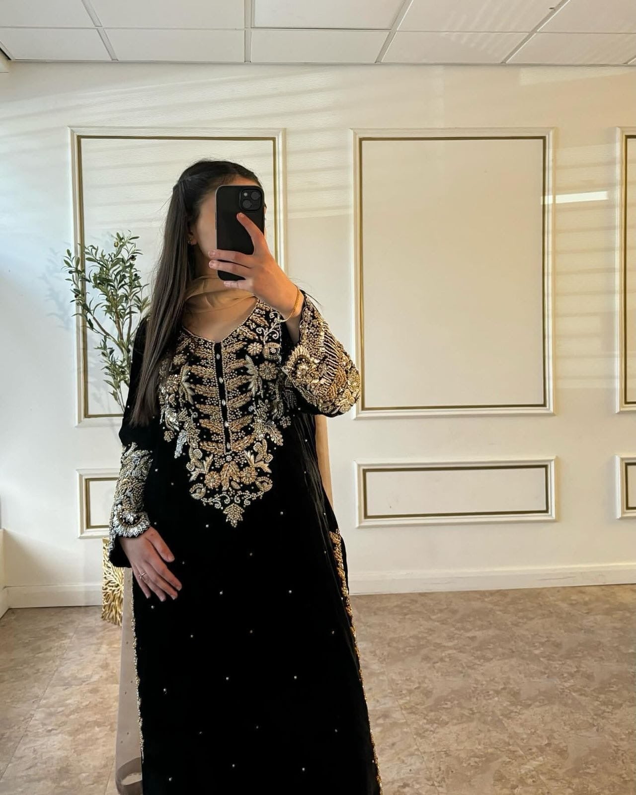 Black Georgette suit with shimmer dupatta