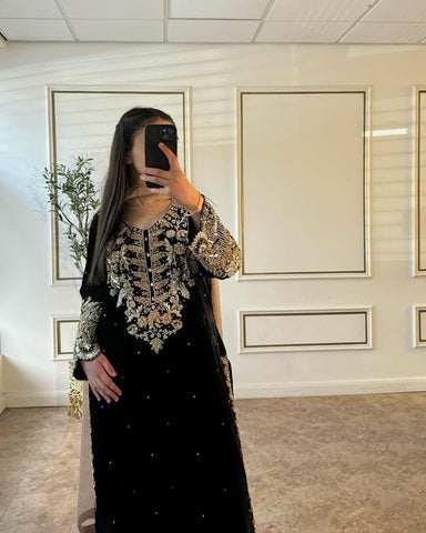 Black Georgette suit with shimmer dupatta