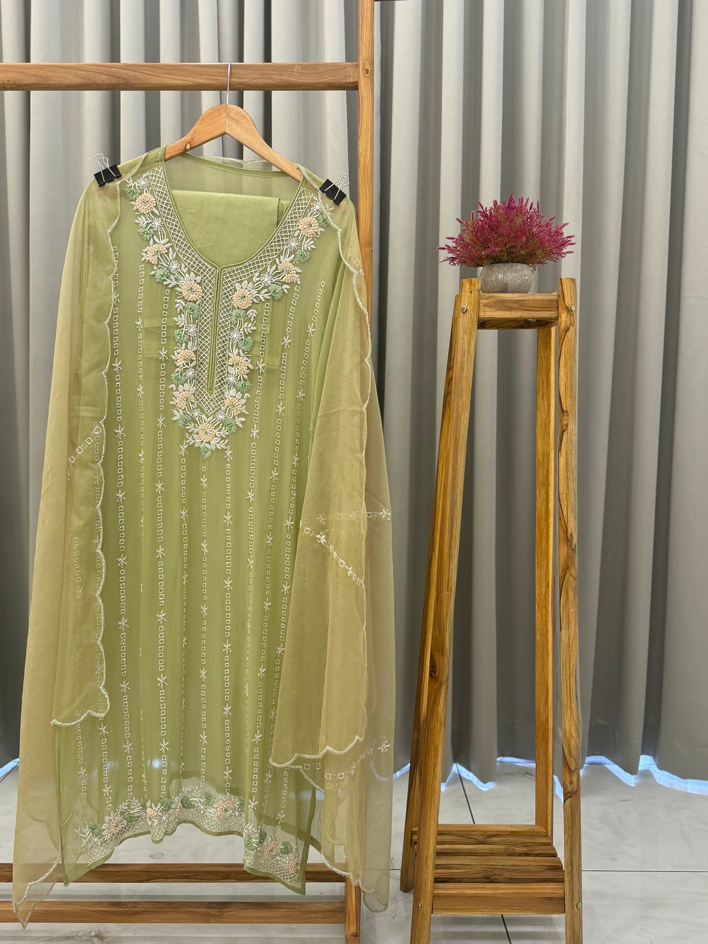 Premium chiffon handwork semi-stitched suit-2245