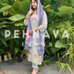 Cotton fully embroidered suit with  chiffon dupatta-3521