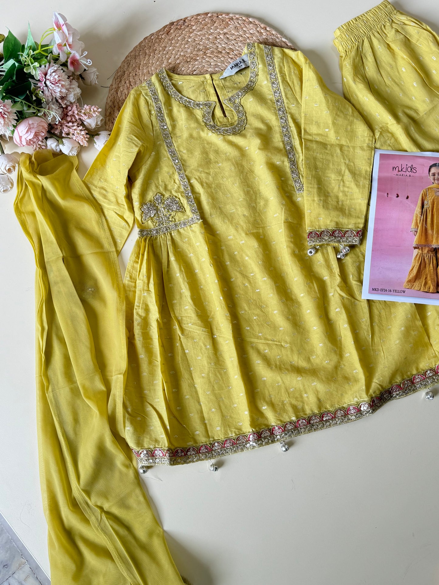 Kids party wear -ready to wear MKD-EF24-16-YELLOW