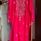 Premium Chinnon handwork semi-stitched suit-hot pink