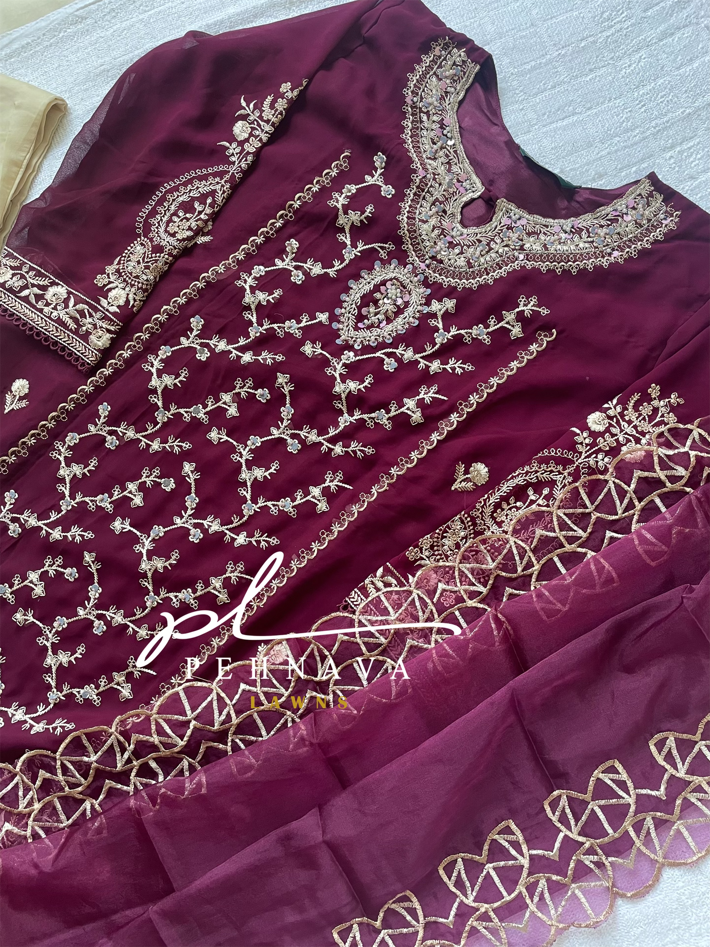 Embroidered georgette suit-HS