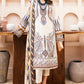 Beautiful embroidered cotton suit with chiffon dupatta - Off White 3355