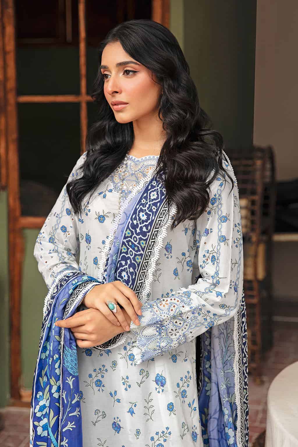 Comfy cotton co-od suit with chiffon dupatta-3475