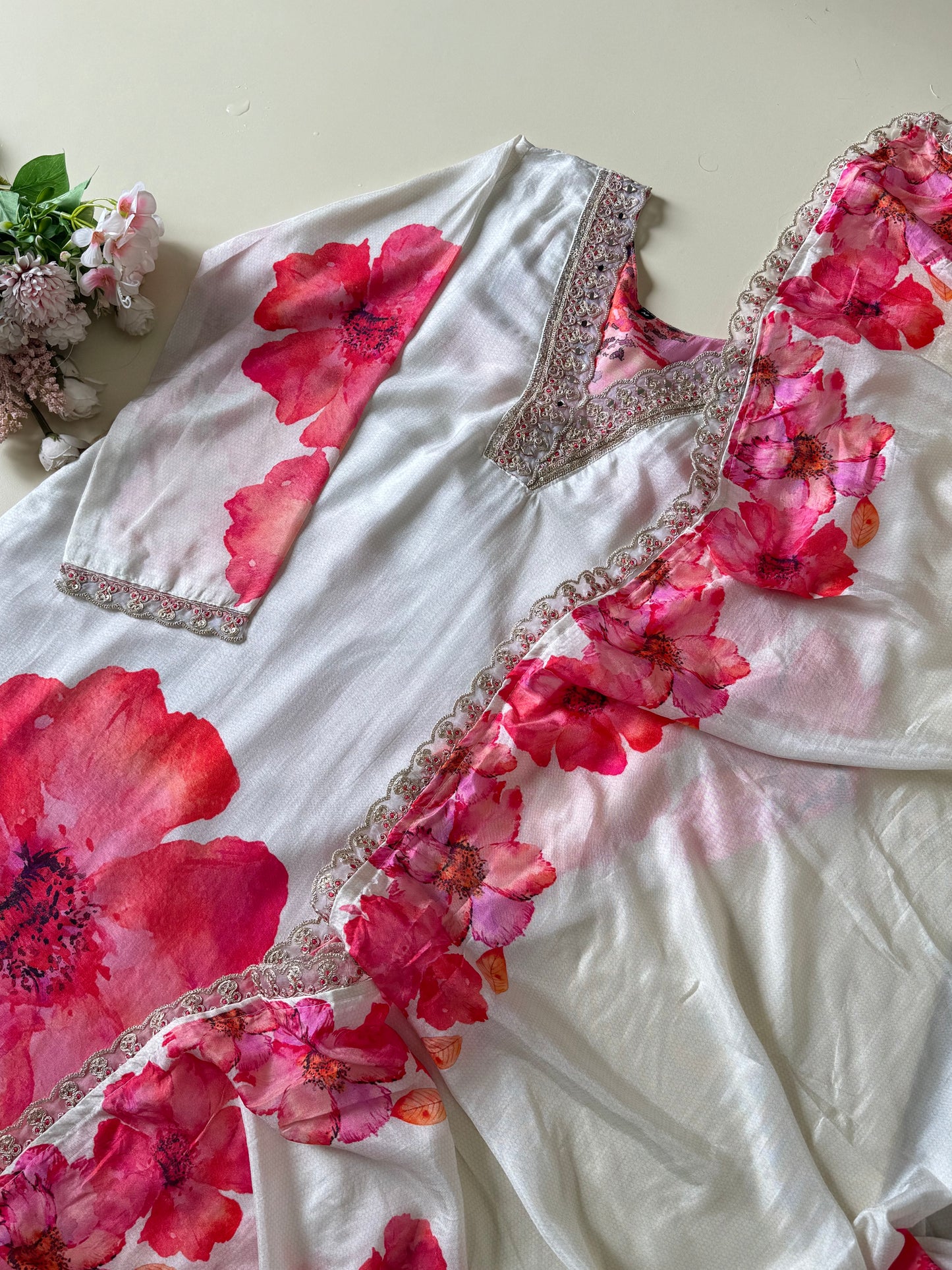 Pure russian silk floral suit