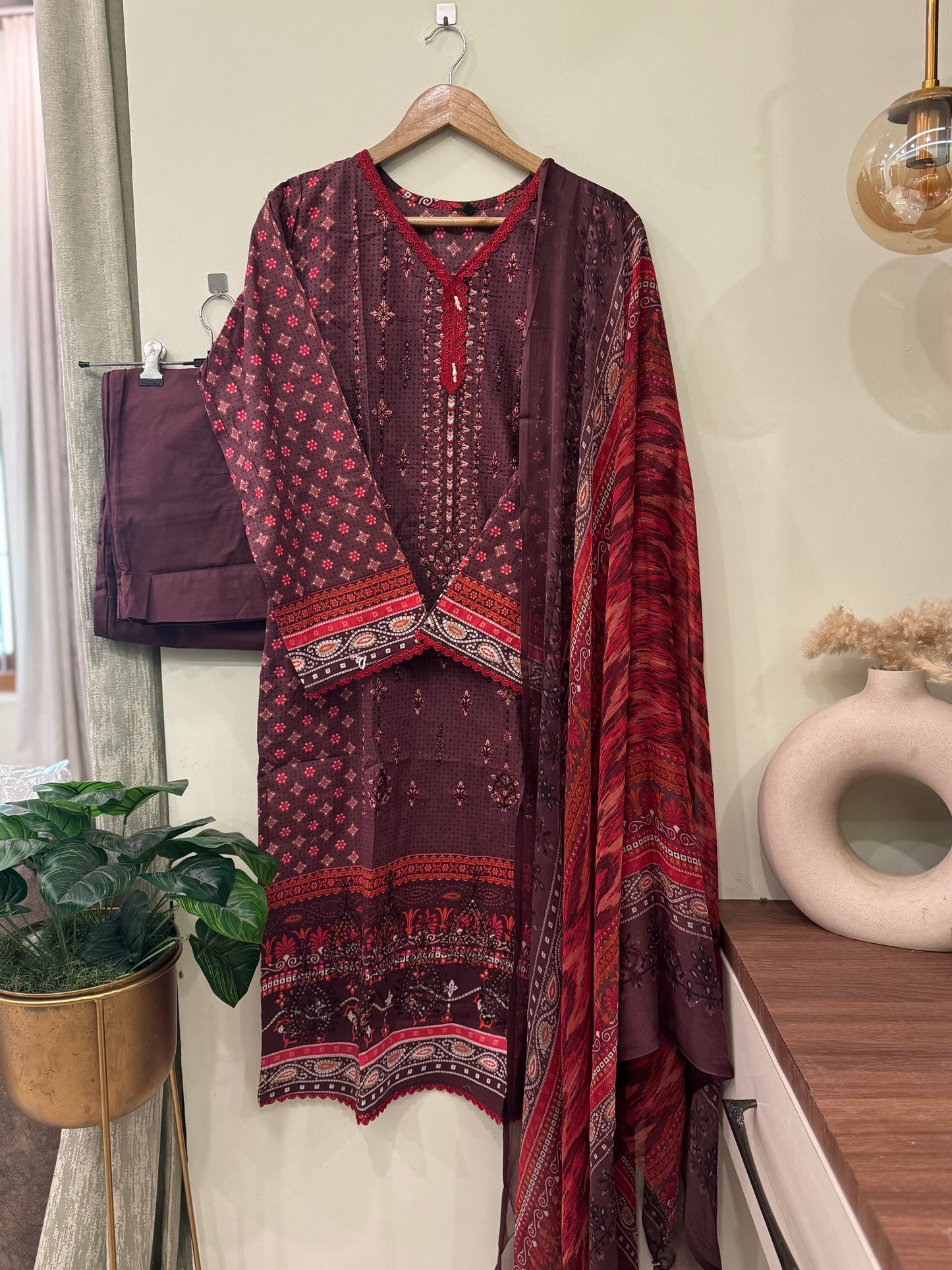 Fully embroidered suit with  dupatta option-3348