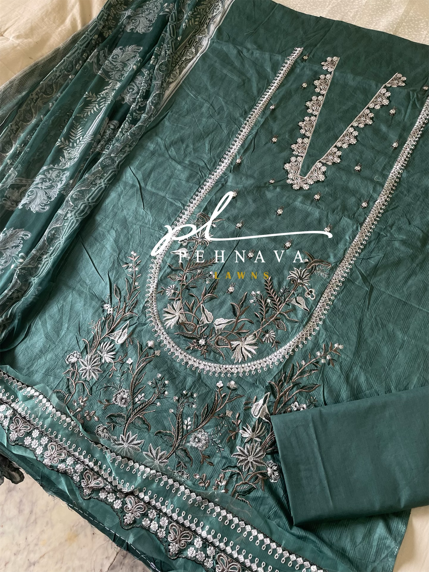 Beautiful color embroidered  suit