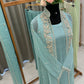 Premium Chiffon handworked jacket style with scalloped organza dupatta