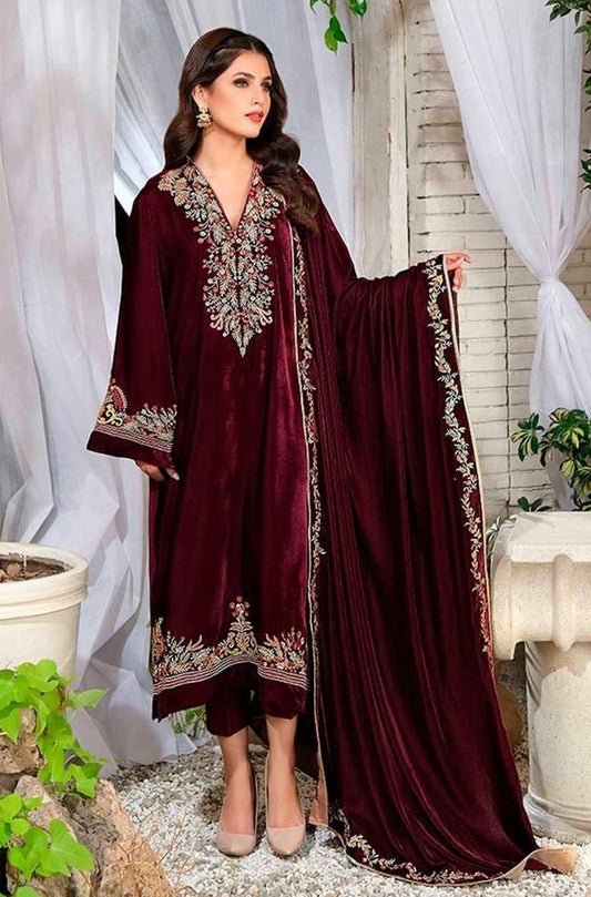 Embroidered velvette suit -3241