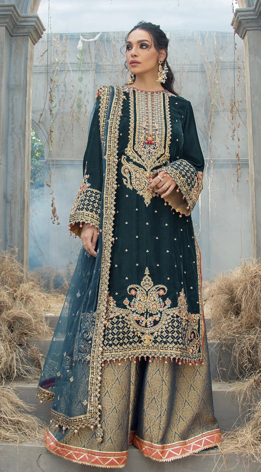 Embroidered velvette suit -1208