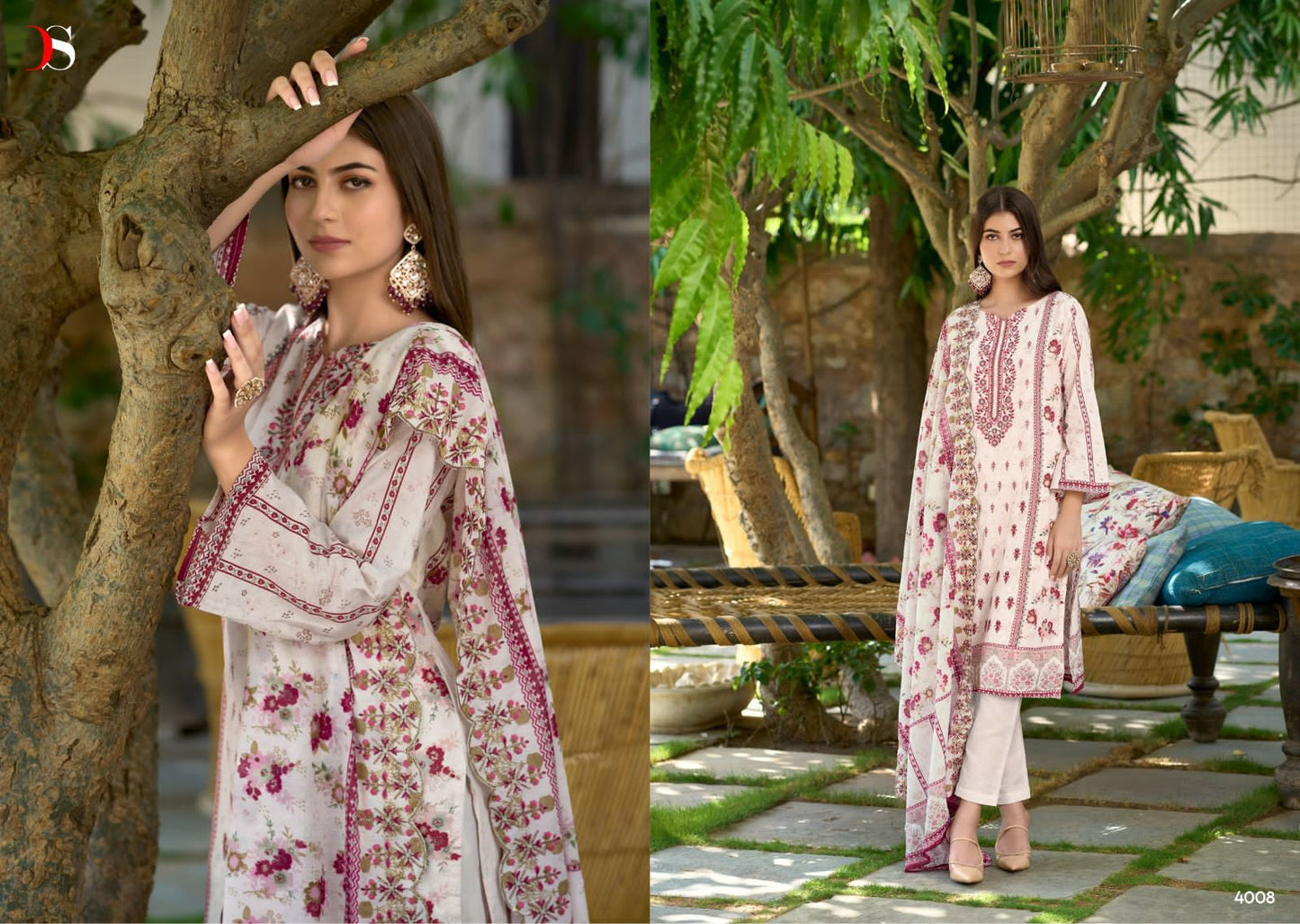 embroidered suit with cotton embroidered dupatta -4008