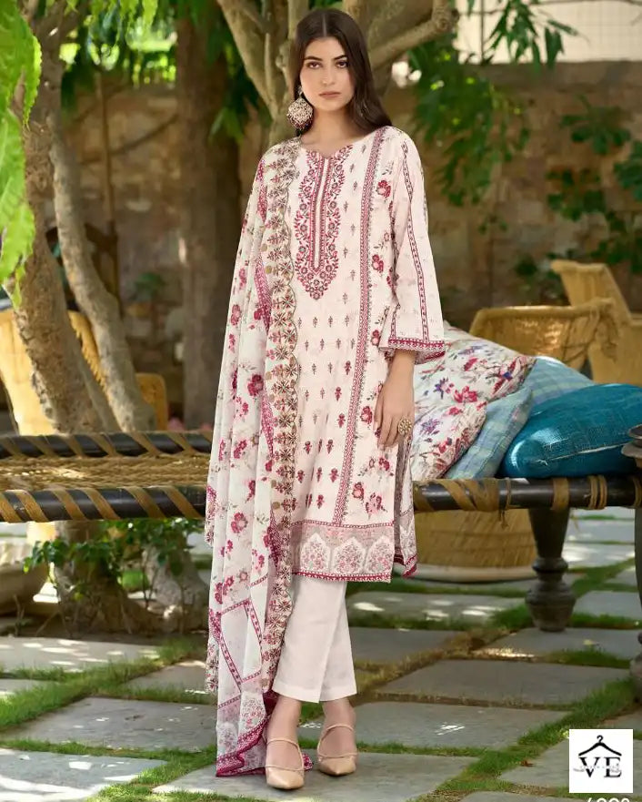 embroidered suit with cotton embroidered dupatta -4008