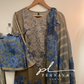 Printed casual suit with chiffon dupatta-3199