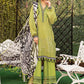 Green Printed casual suit with chiffon dupatta