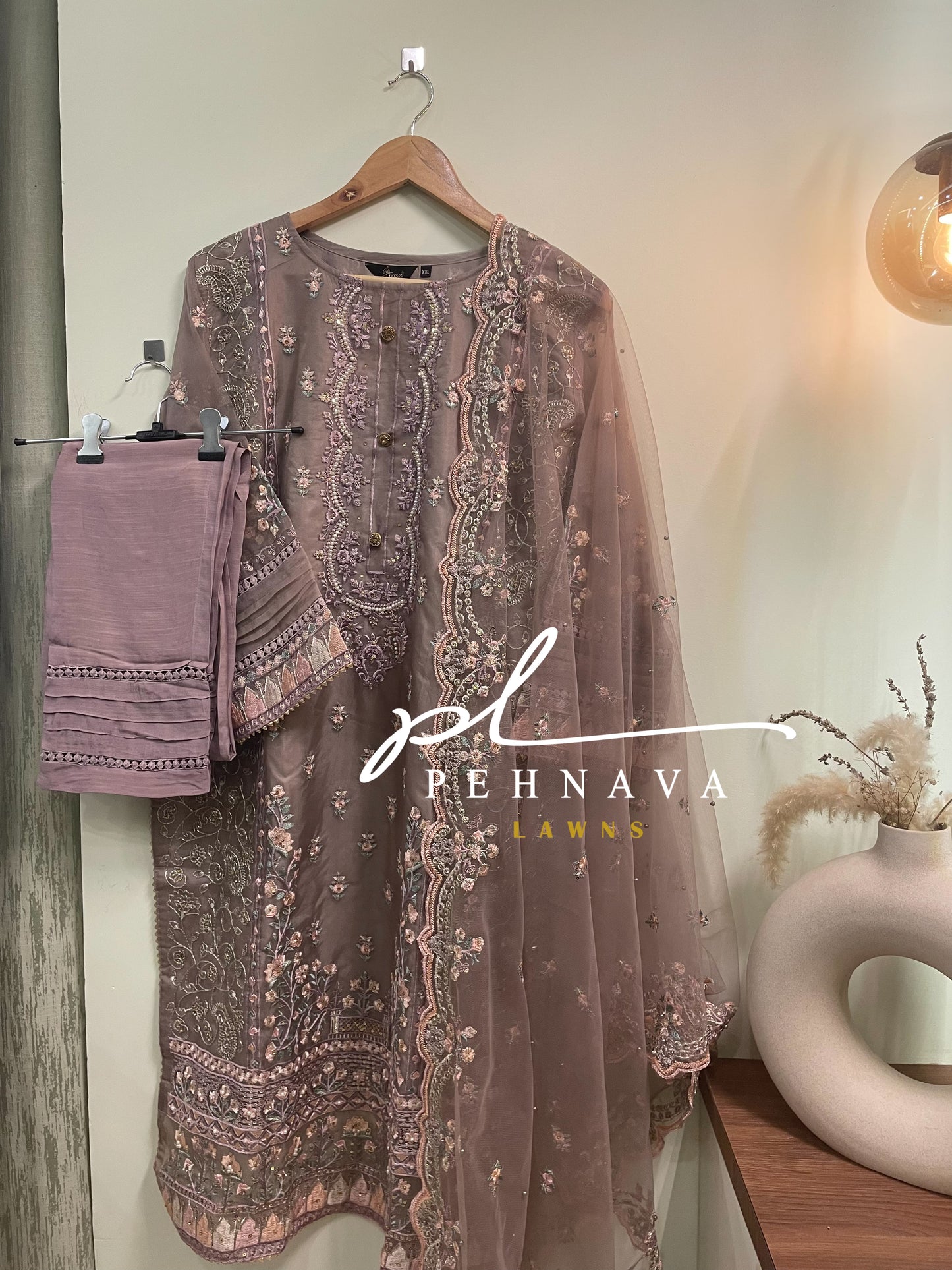 Organza embroidered suit-harsha