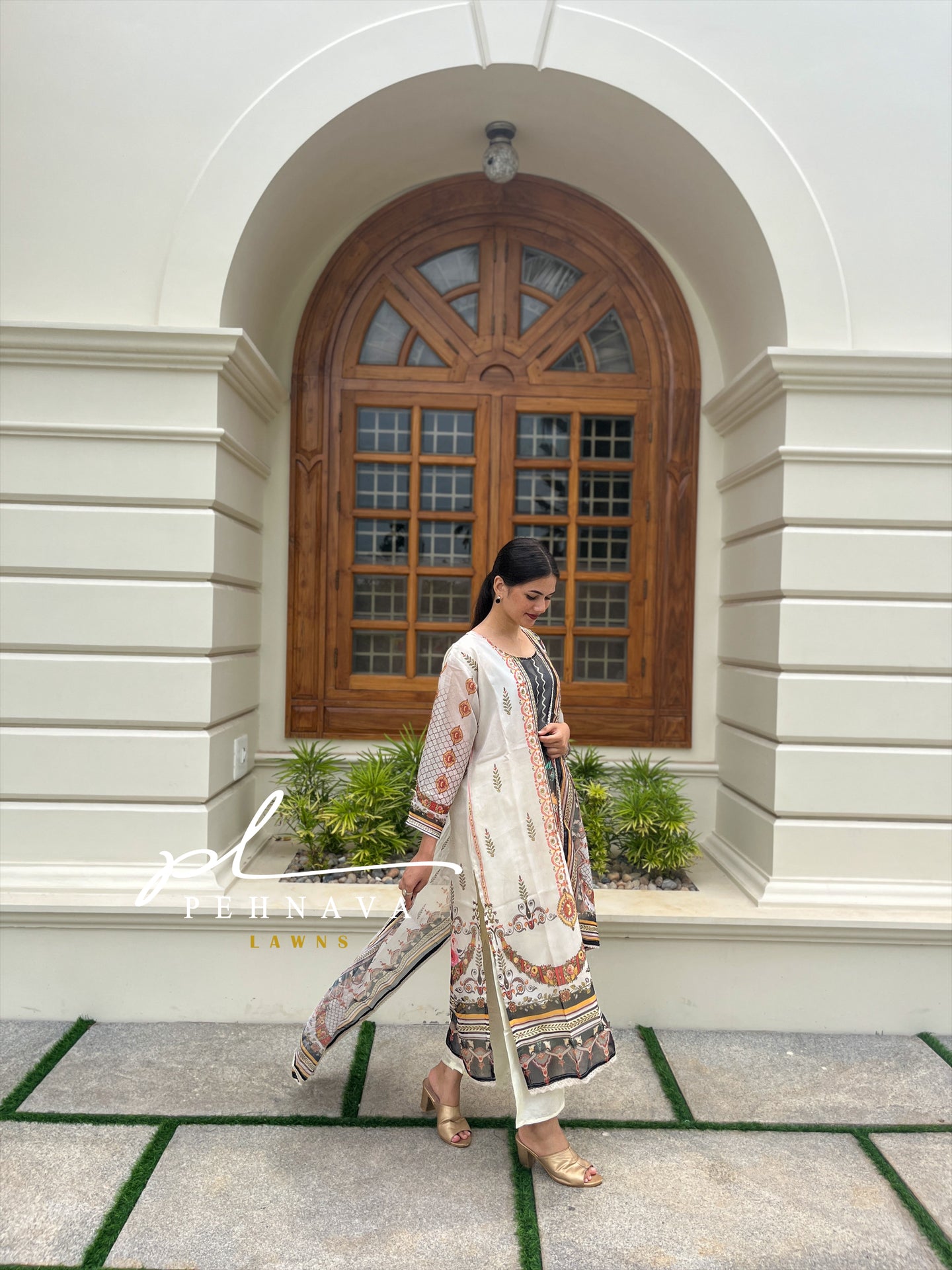 Pakistani printed semi organza suit -01