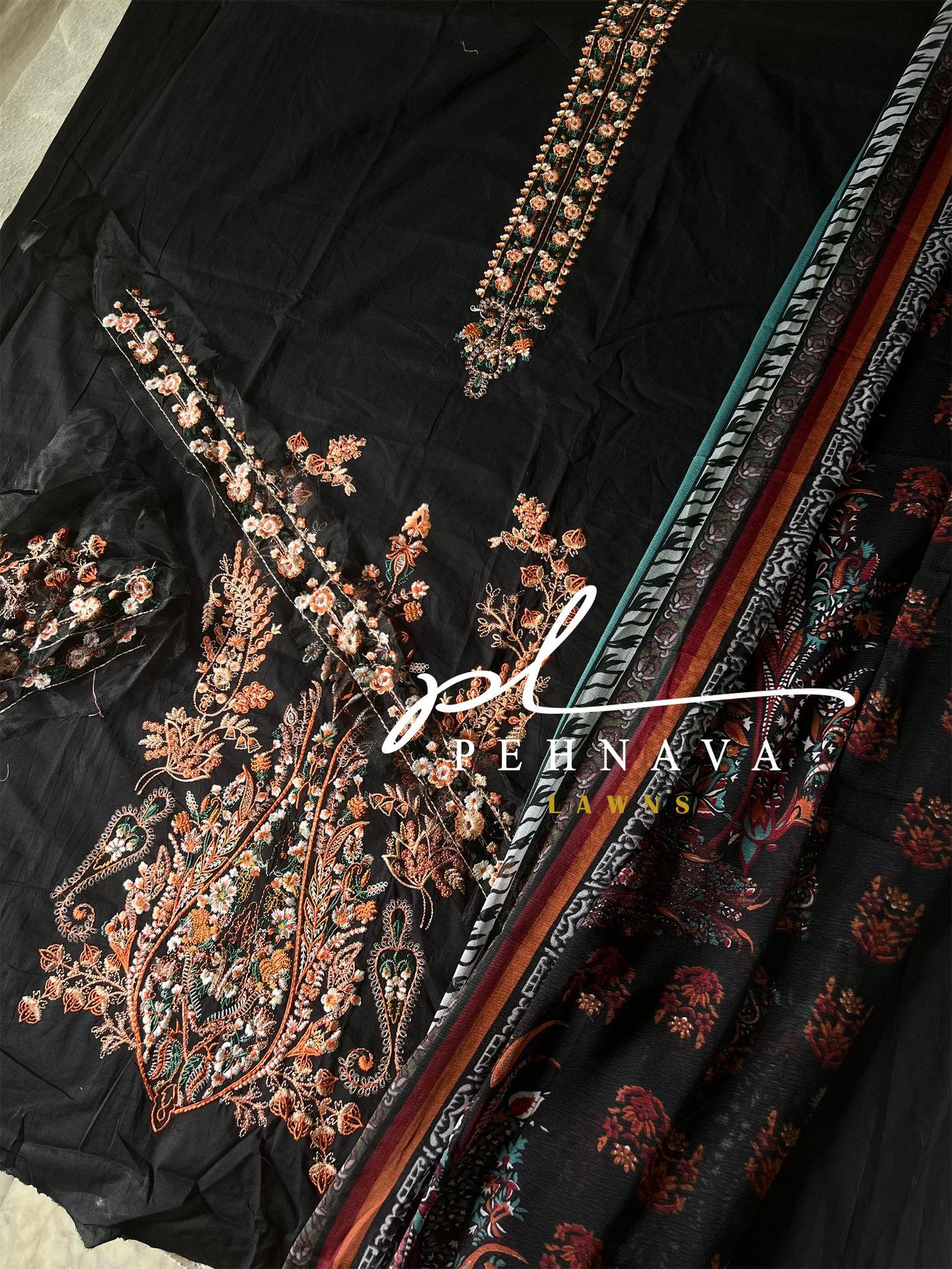 Ombre embroidered casual suit-3132