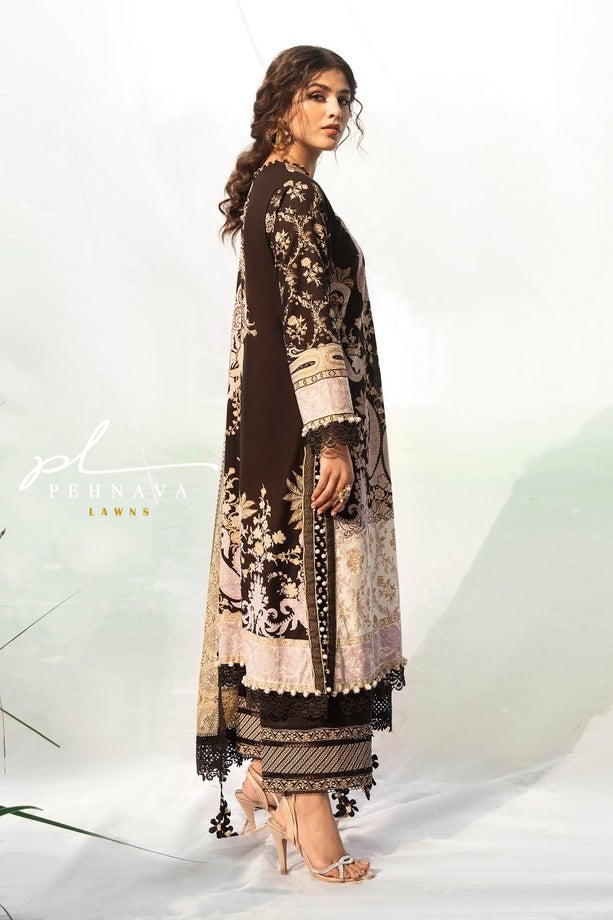 Printed casual suit with chiffon dupatta - ss 2153