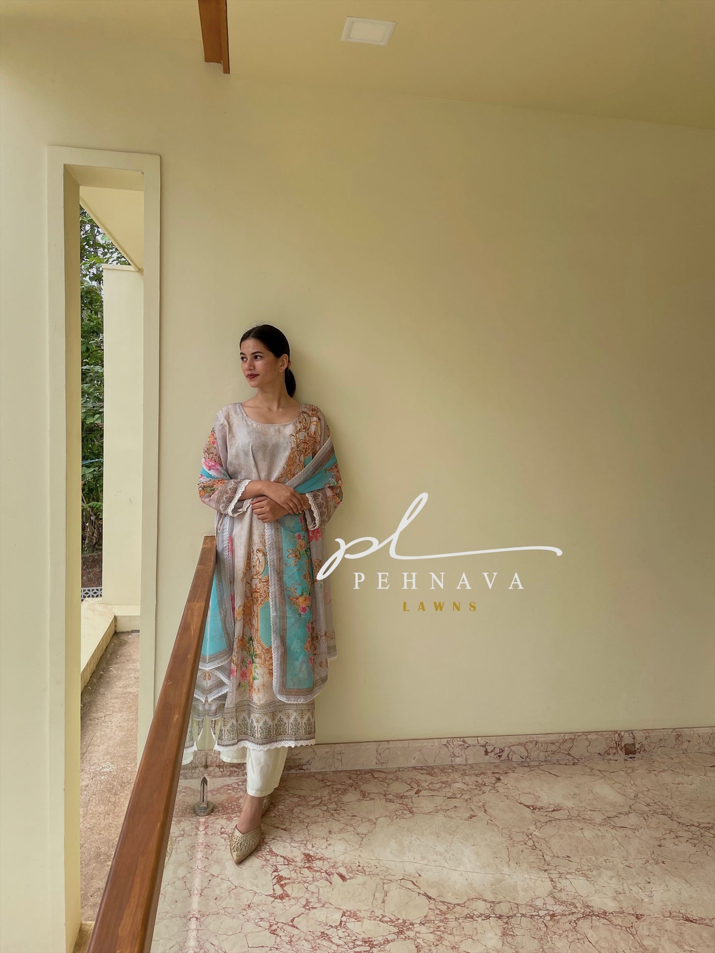 Pakistani printed semi organza suit -04